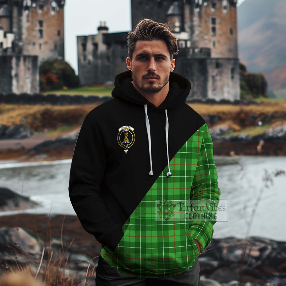 Tartan Vibes Clothing Galloway Tartan Cotton Hoodie with Family Crest and Military Logo Style