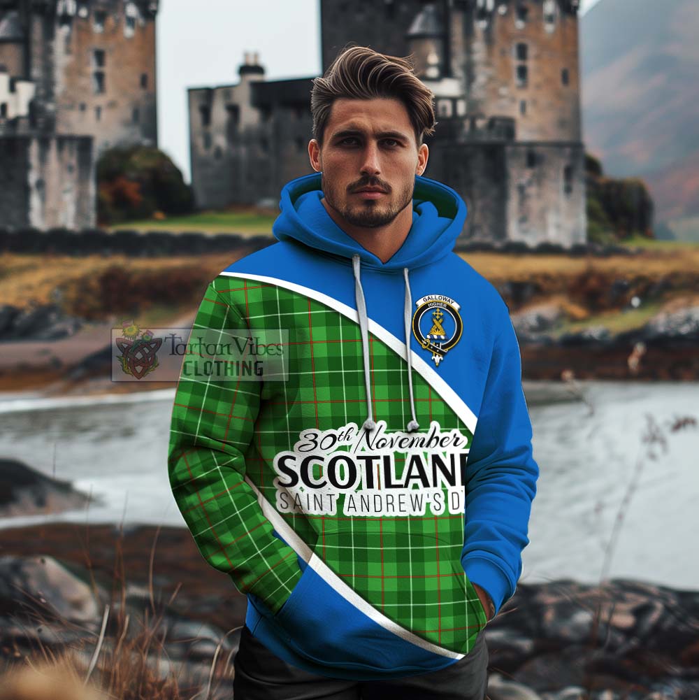 Tartan Vibes Clothing Galloway Family Crest Tartan Cotton Hoodie Celebrate Saint Andrew's Day in Style