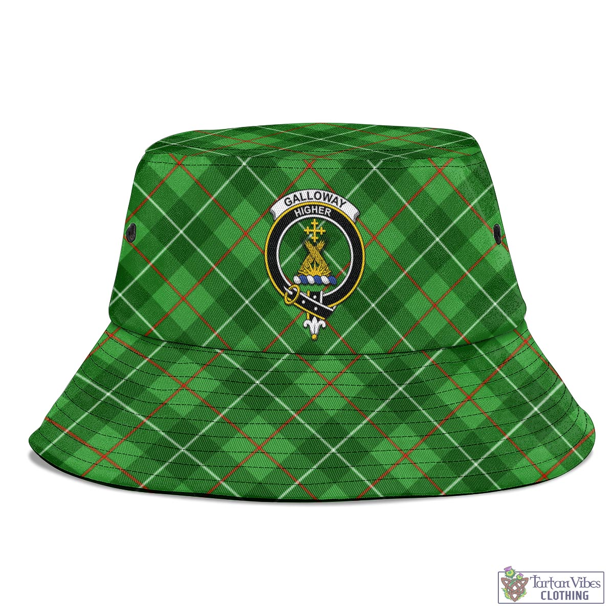 Tartan Vibes Clothing Galloway Tartan Bucket Hat with Family Crest