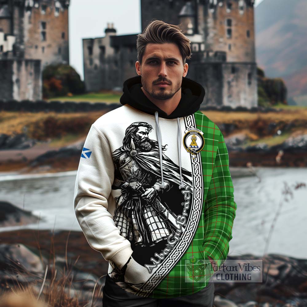 Tartan Vibes Clothing Galloway Tartan Clan Crest Cotton Hoodie with Highlander Warrior Celtic Style