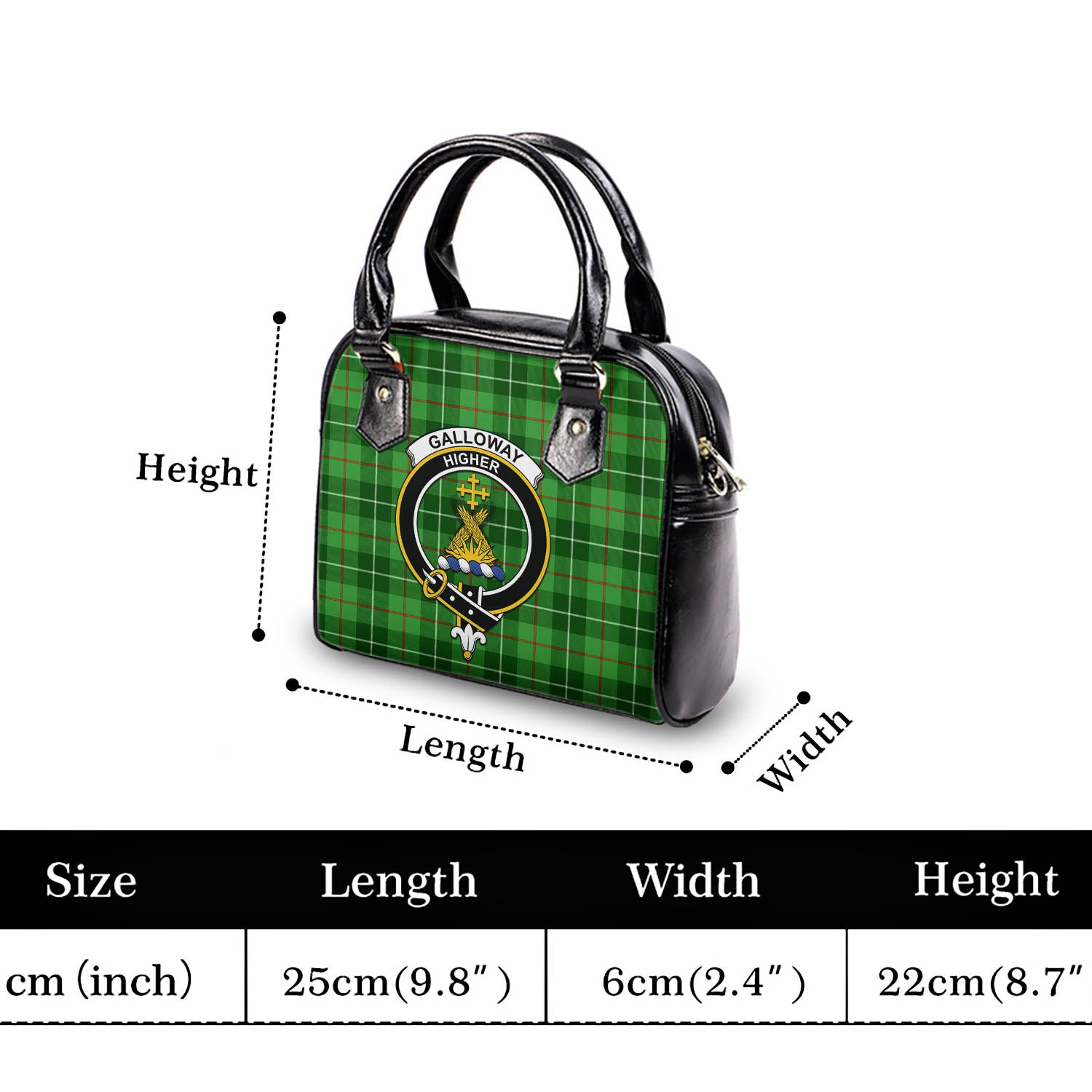 Galloway Tartan Shoulder Handbags with Family Crest - Tartanvibesclothing