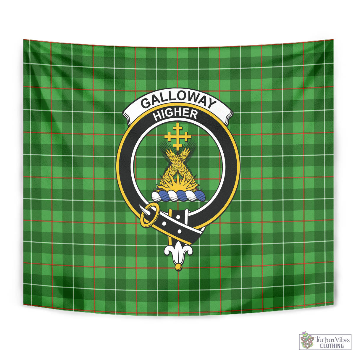 Tartan Vibes Clothing Galloway Tartan Tapestry Wall Hanging and Home Decor for Room with Family Crest