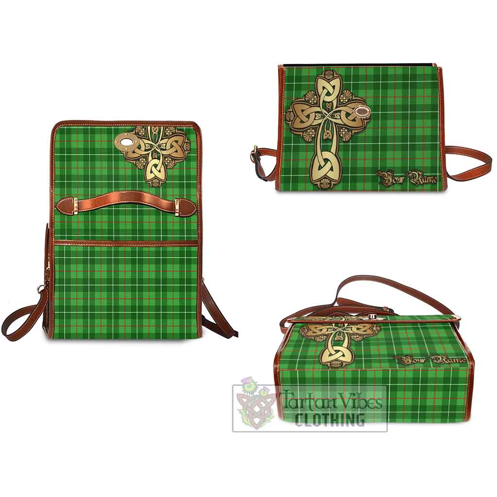 Tartan Vibes Clothing Galloway Tartan Waterproof Canvas Bag Golden Thistle Celtic Cross Style