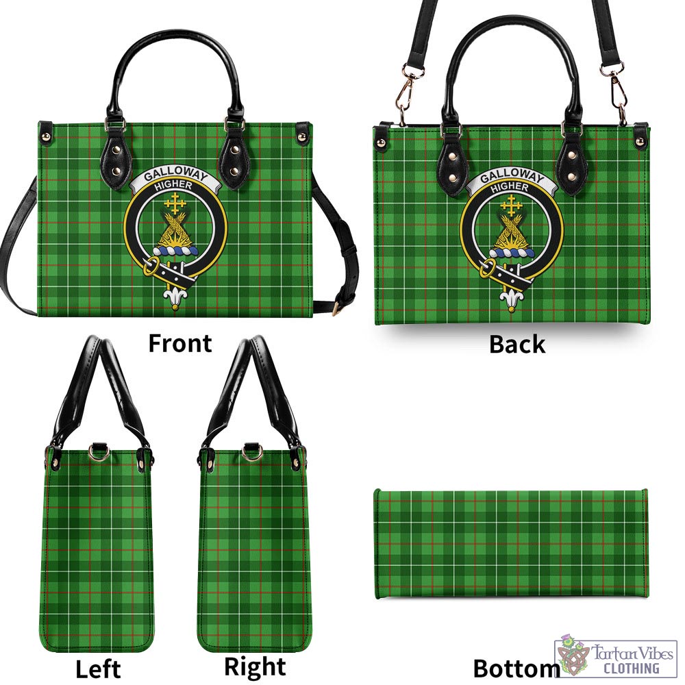 Tartan Vibes Clothing Galloway Tartan Luxury Leather Handbags with Family Crest