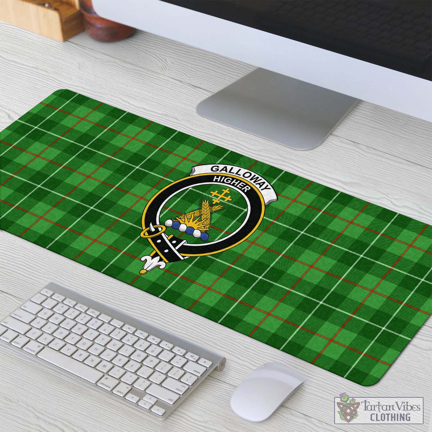 Tartan Vibes Clothing Galloway Tartan Mouse Pad with Family Crest