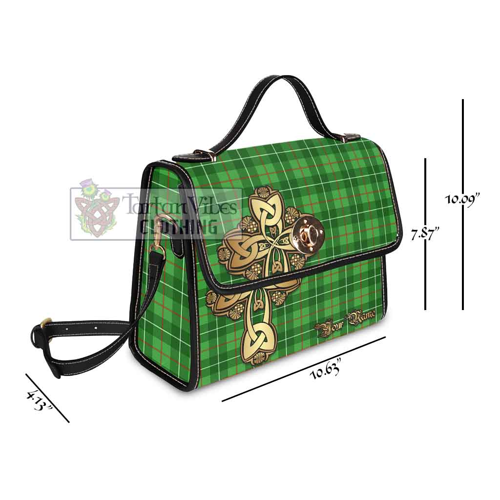 Tartan Vibes Clothing Galloway Tartan Waterproof Canvas Bag Golden Thistle Celtic Cross Style