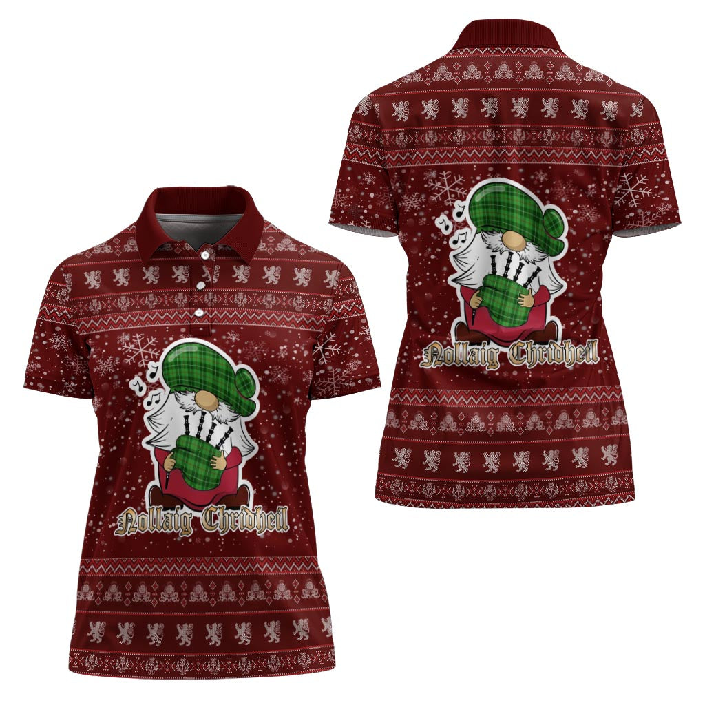 Galloway Clan Christmas Family Polo Shirt with Funny Gnome Playing Bagpipes Women's Polo Shirt Red - Tartanvibesclothing