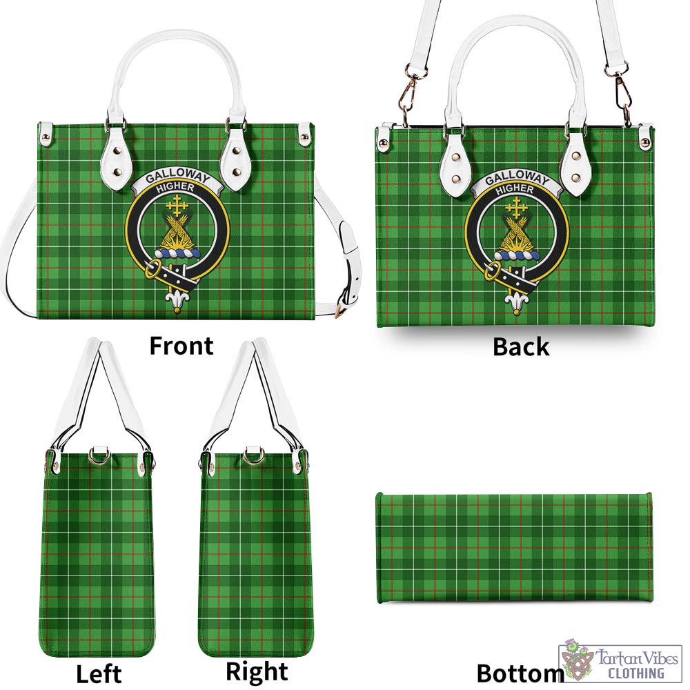 Tartan Vibes Clothing Galloway Tartan Luxury Leather Handbags with Family Crest