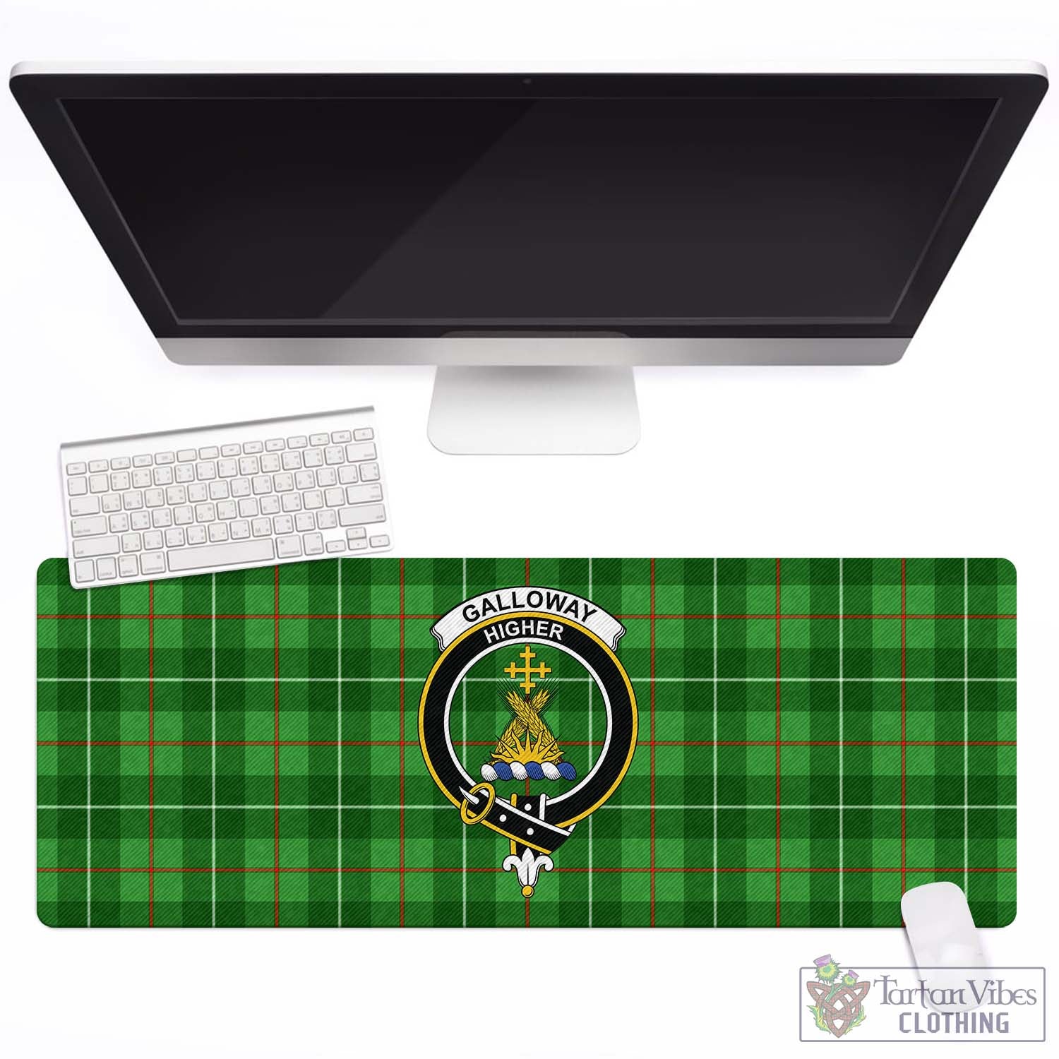 Tartan Vibes Clothing Galloway Tartan Mouse Pad with Family Crest