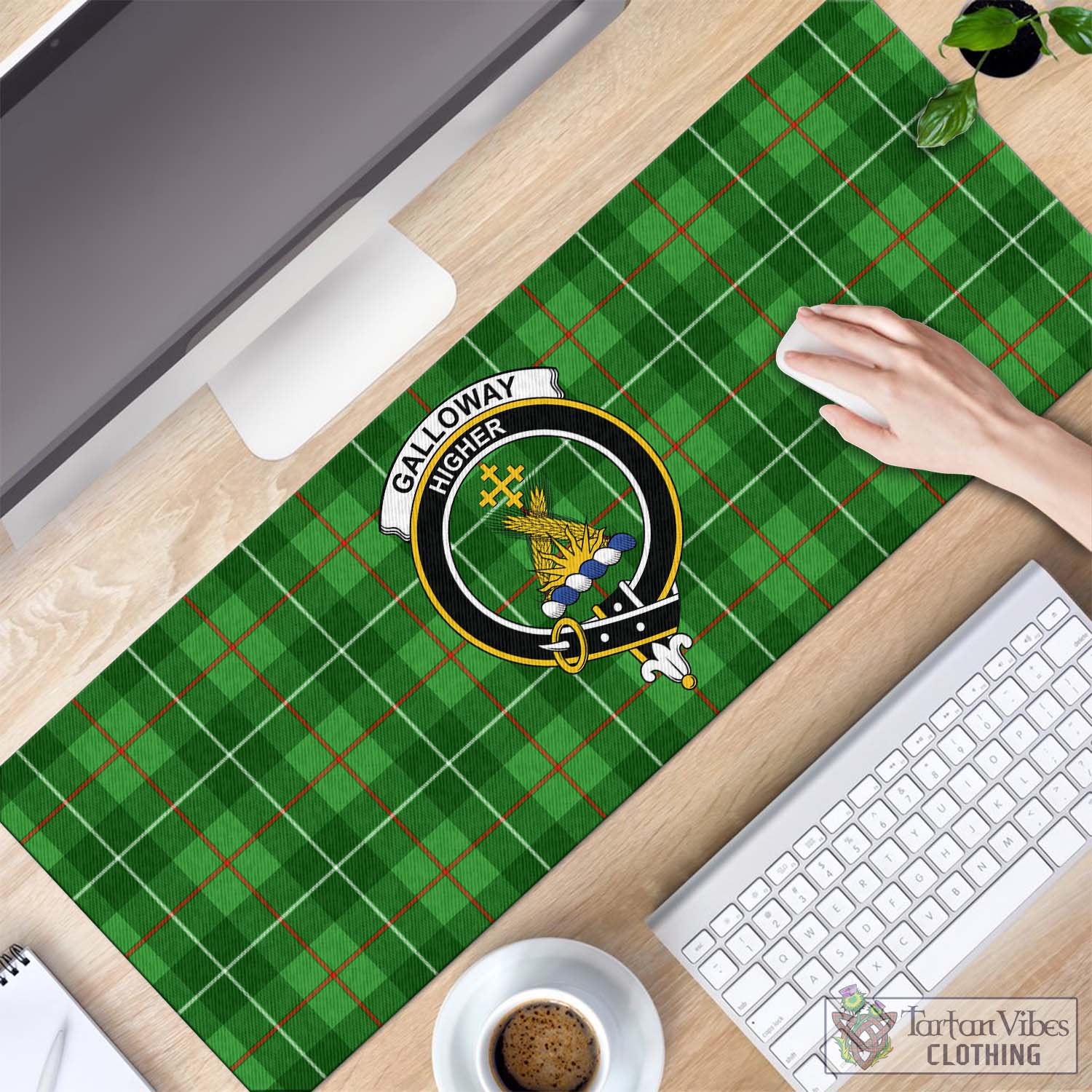 Tartan Vibes Clothing Galloway Tartan Mouse Pad with Family Crest