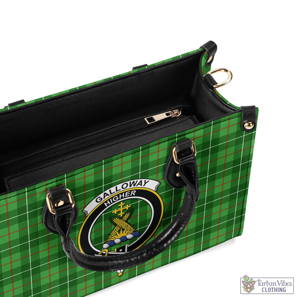 Tartan Vibes Clothing Galloway Tartan Luxury Leather Handbags with Family Crest