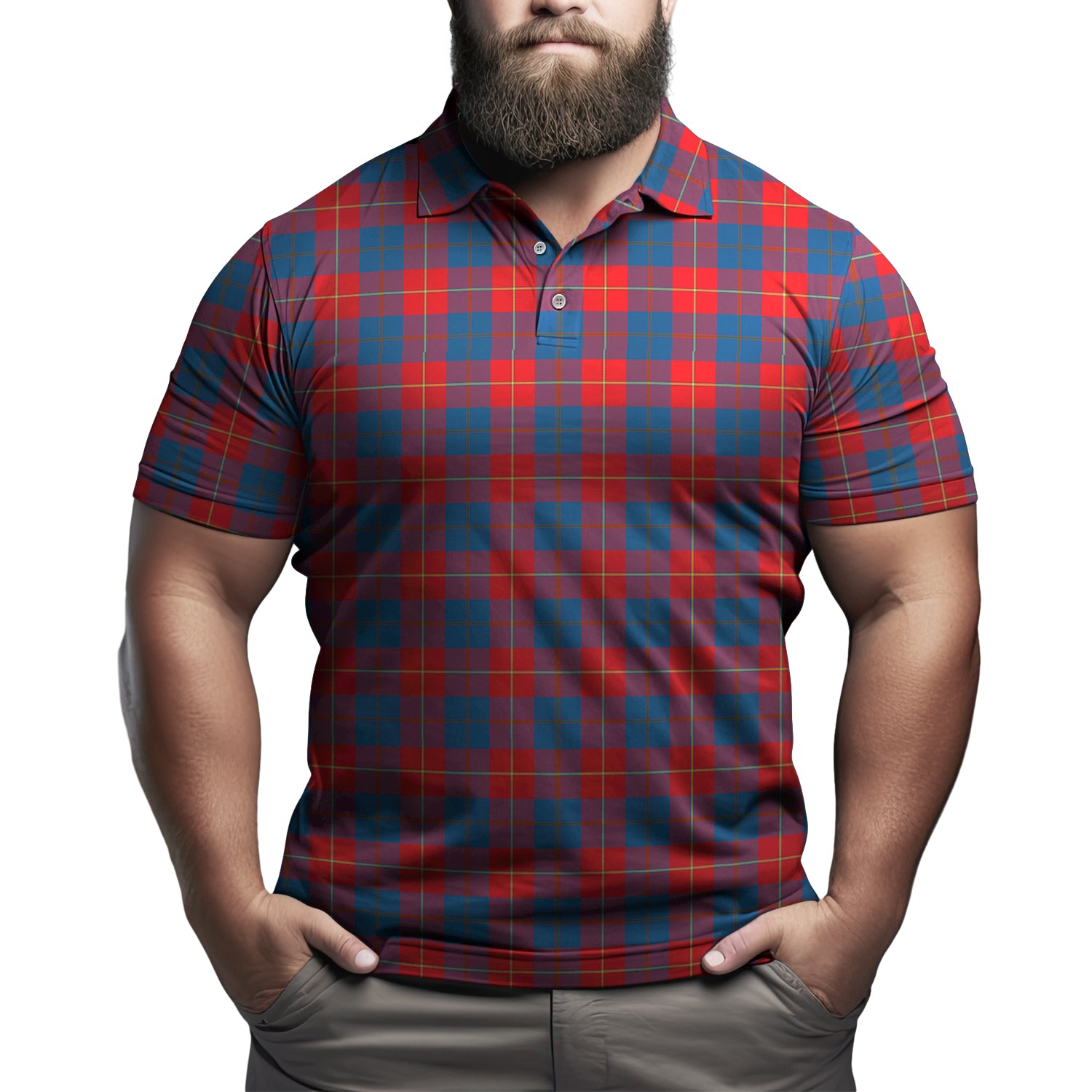 Galloway Red Tartan Mens Polo Shirt Kid - Tartan Vibes Clothing