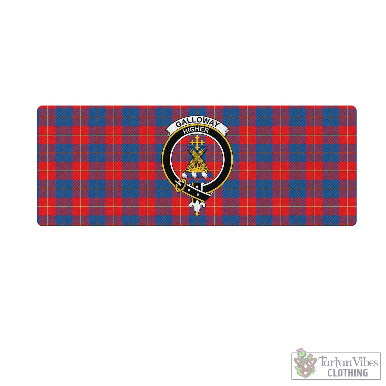 Tartan Vibes Clothing Galloway Red Tartan Mouse Pad with Family Crest