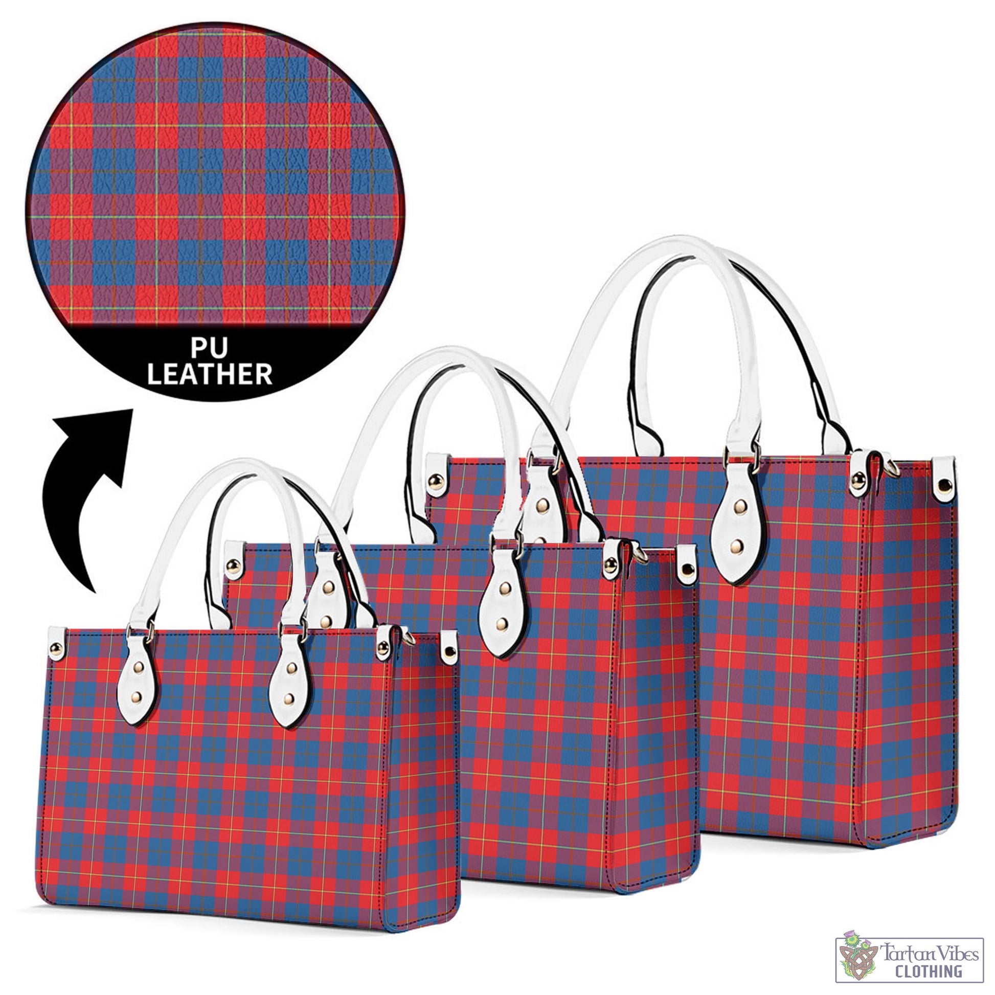 Tartan Vibes Clothing Galloway Red Tartan Luxury Leather Handbags