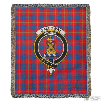 Galloway Red Tartan Woven Blanket with Family Crest