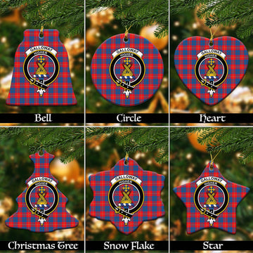 Galloway Red Tartan Christmas Ornaments with Family Crest