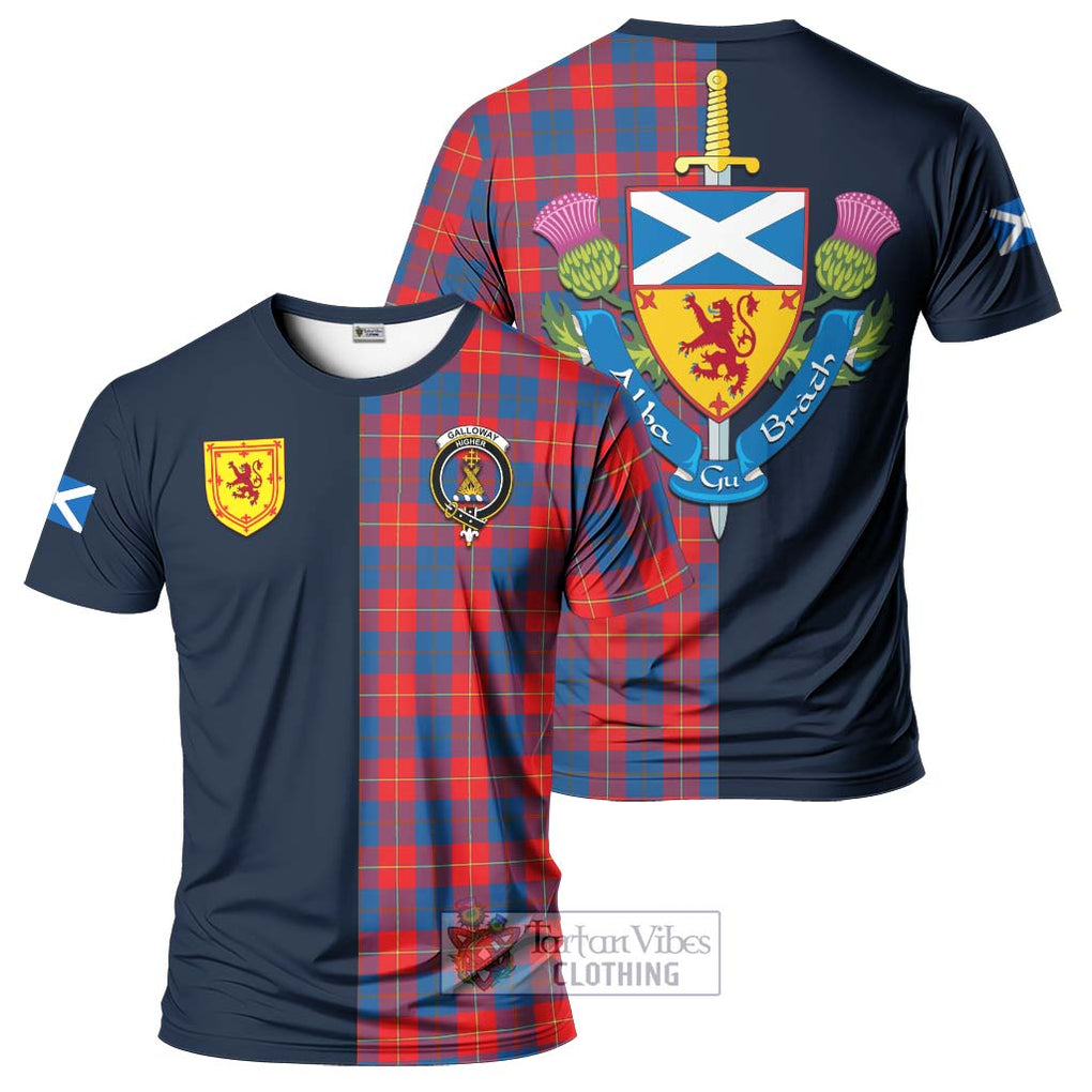 Tartan Vibes Clothing Galloway Red Tartan T-Shirt Alba with Scottish Lion Royal Arm Half Style