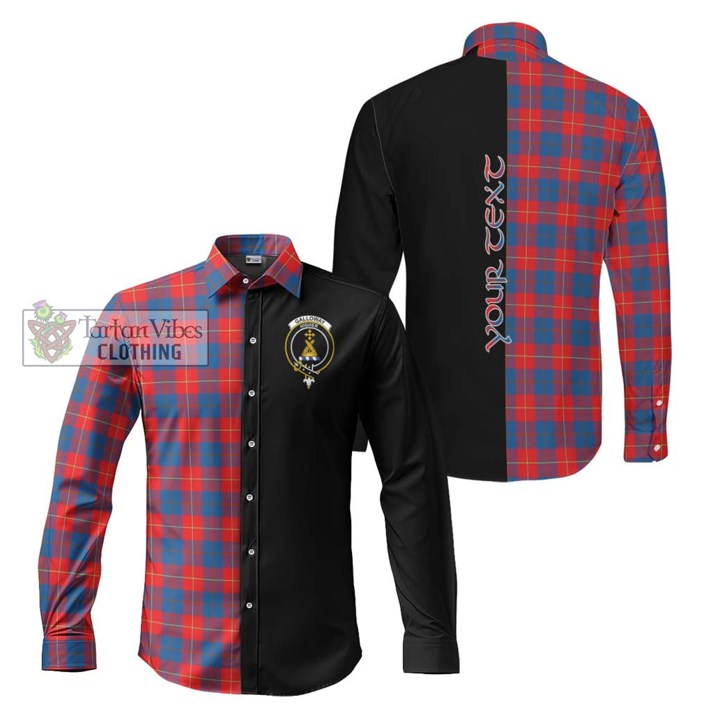 Galloway Red Tartan Long Sleeve Button Shirt with Family Crest and Half Of Me Style Men's Shirt S - Tartanvibesclothing Shop