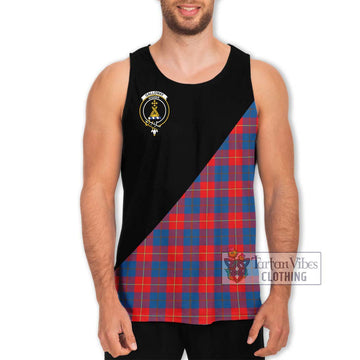 Galloway Red Tartan Men's Tank Top with Family Crest and Military Logo Style