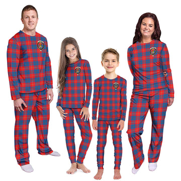 Galloway Red Tartan Pajamas Family Set with Family Crest