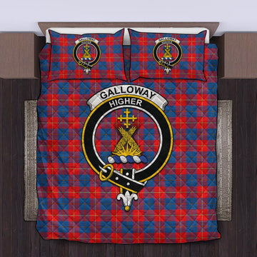 Galloway Red Tartan Quilt Bed Set with Family Crest