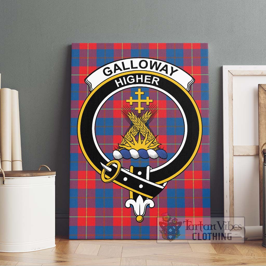 Tartan Vibes Clothing Galloway Red Tartan Canvas Print Wall Art with Family Crest