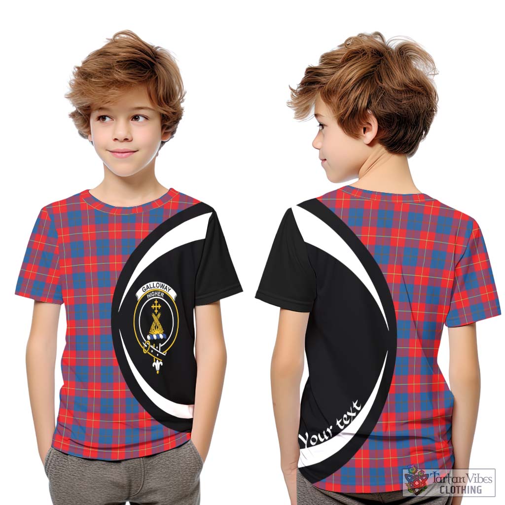 Galloway Red Tartan Kid T-Shirt with Family Crest Circle Style Youth XL Size14 - Tartan Vibes Clothing