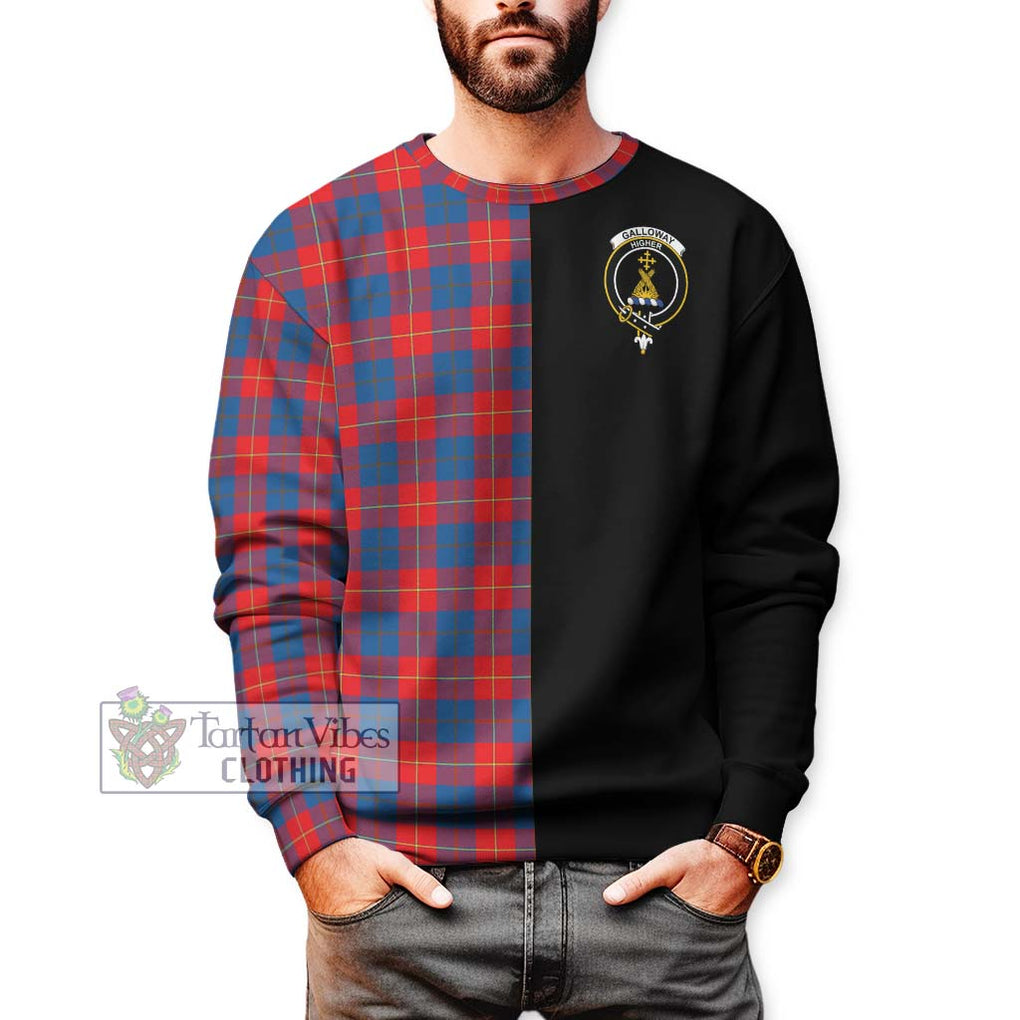 Galloway Red Tartan Sweatshirt with Family Crest and Half Of Me Style Unisex - Tartanvibesclothing Shop