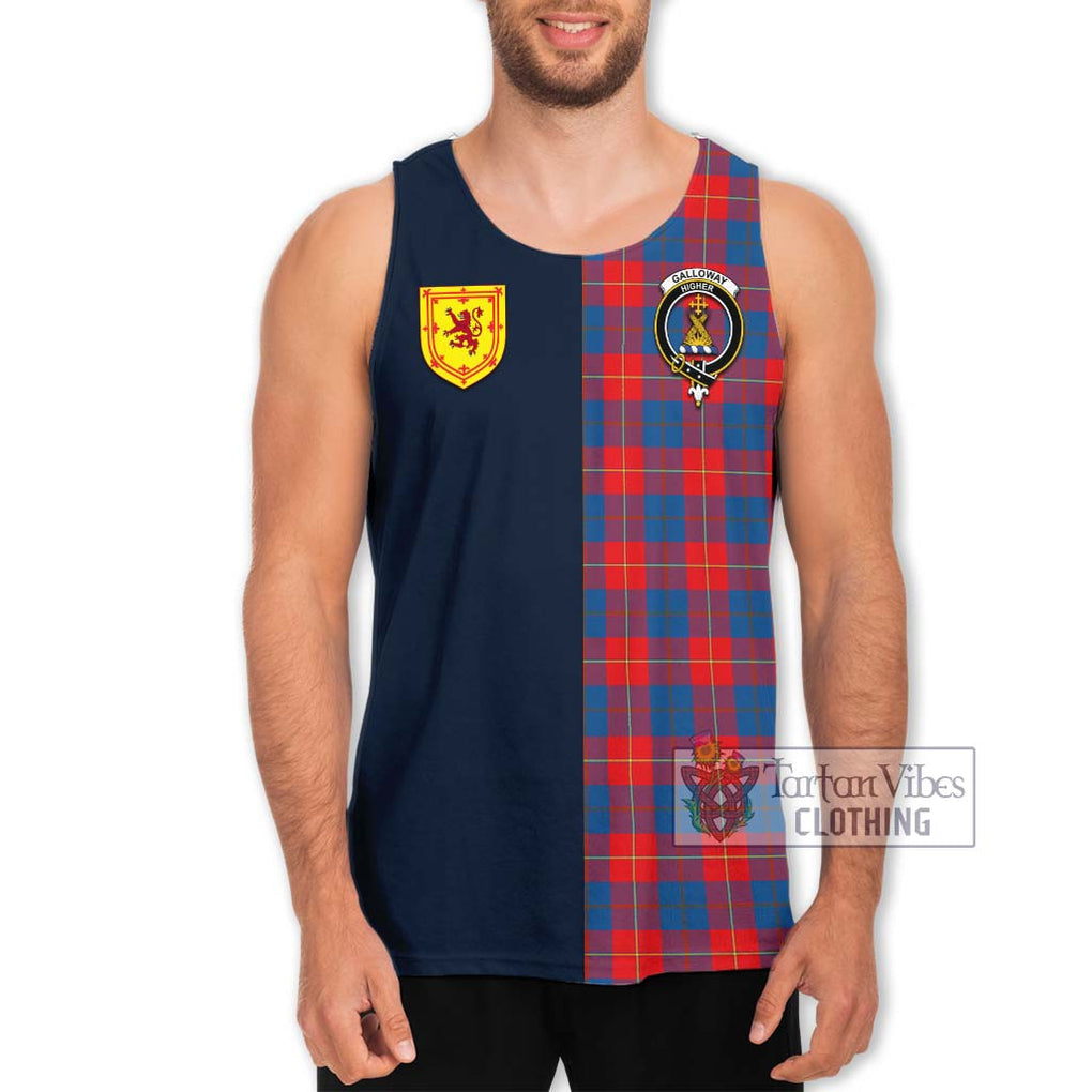 Tartan Vibes Clothing Galloway Red Tartan Men's Tank Top with Scottish Lion Royal Arm Half Style