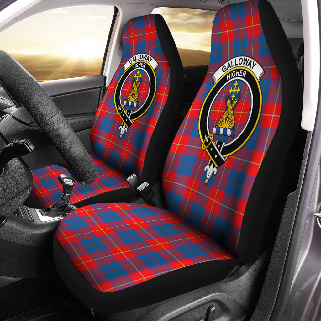 Galloway Red Tartan Car Seat Cover with Family Crest One Size - Tartanvibesclothing