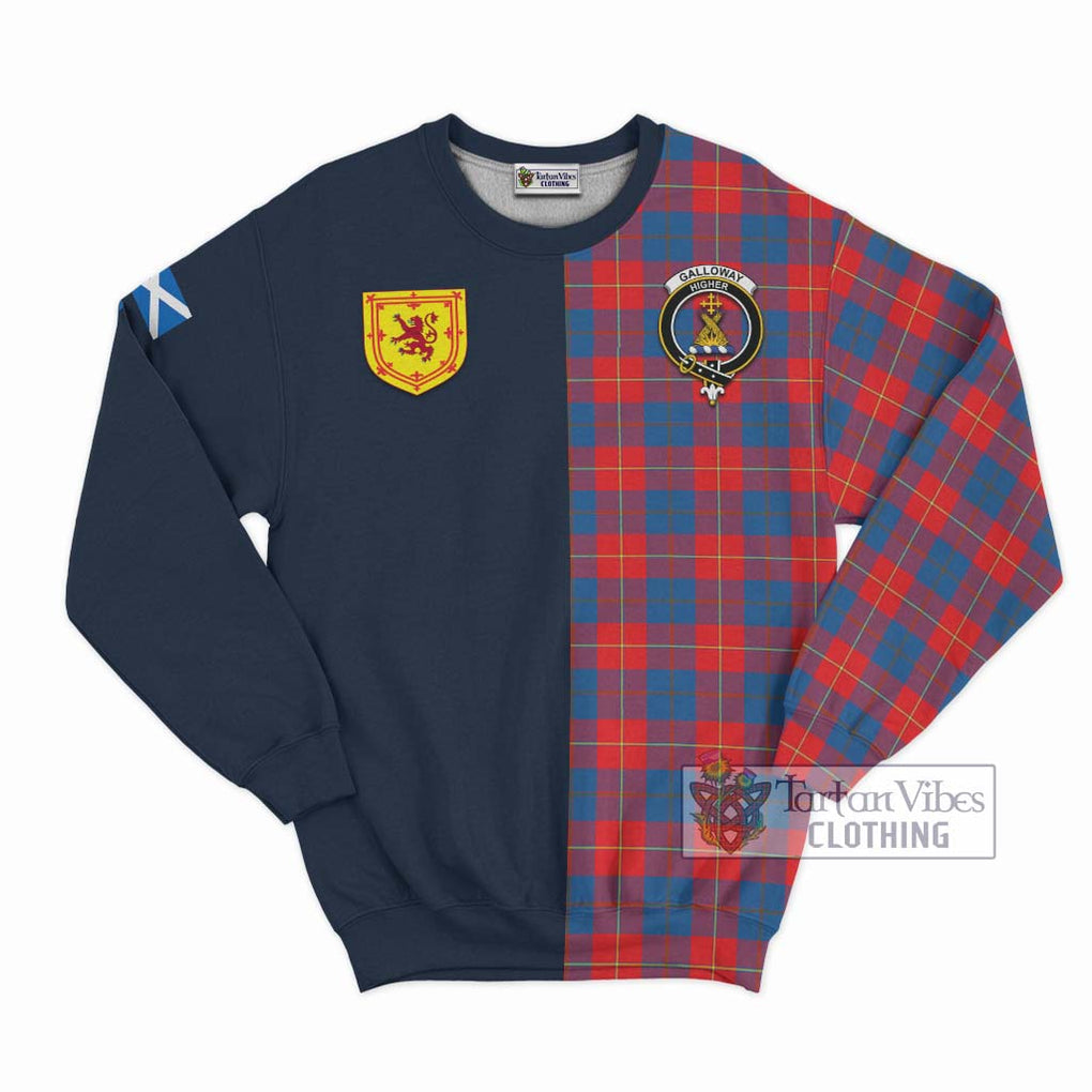 Tartan Vibes Clothing Galloway Red Tartan Sweatshirt with Scottish Lion Royal Arm Half Style