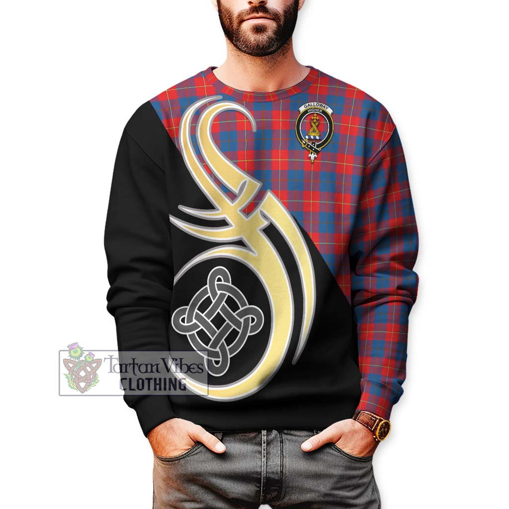 Galloway Red Tartan Sweatshirt with Family Crest and Celtic Symbol Style Unisex - Tartan Vibes Clothing