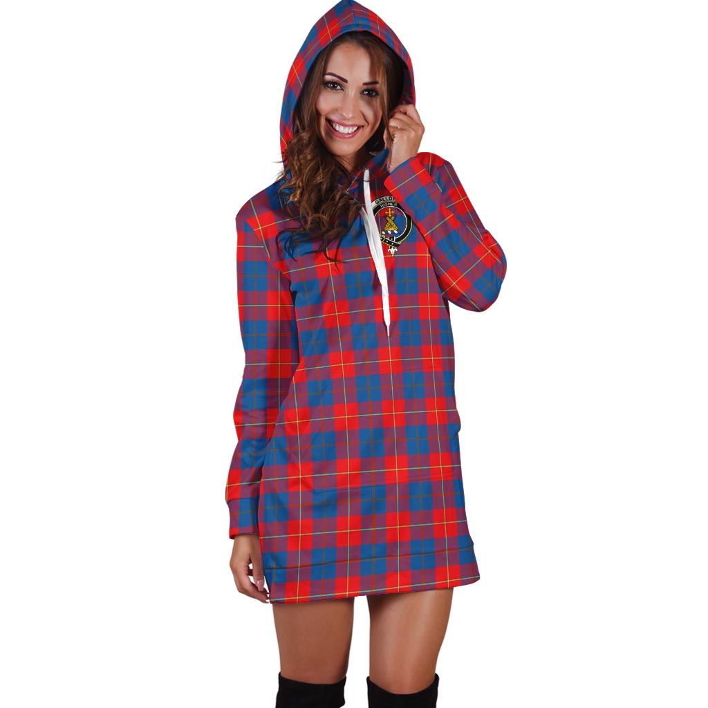 Galloway Red Tartan Hoodie Dress with Family Crest - Tartanvibesclothing