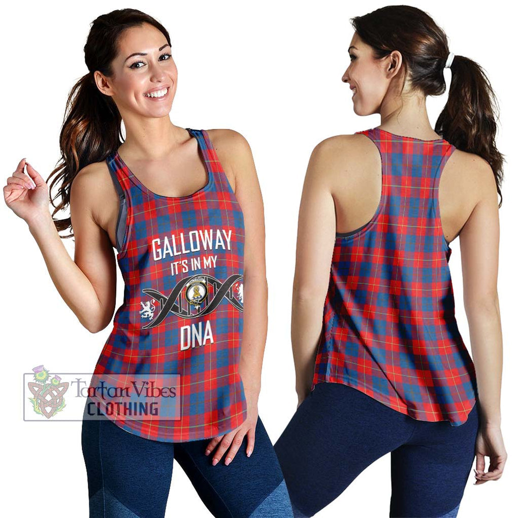 Galloway Red Tartan Women's Racerback Tanks with Family Crest DNA In Me Style 4XL - Tartanvibesclothing Shop