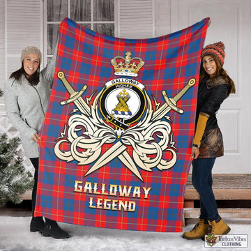 Galloway Red Tartan Blanket with Clan Crest and the Golden Sword of Courageous Legacy
