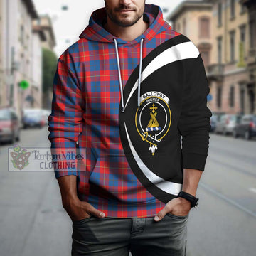Galloway Red Tartan Hoodie with Family Crest Circle Style