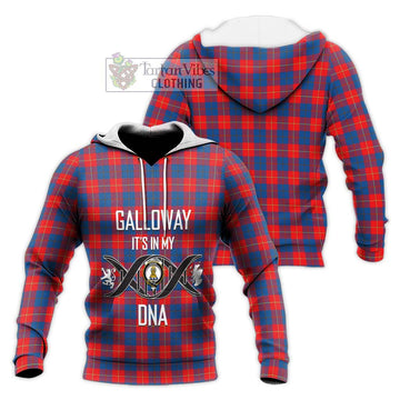 Galloway Red Tartan Knitted Hoodie with Family Crest DNA In Me Style