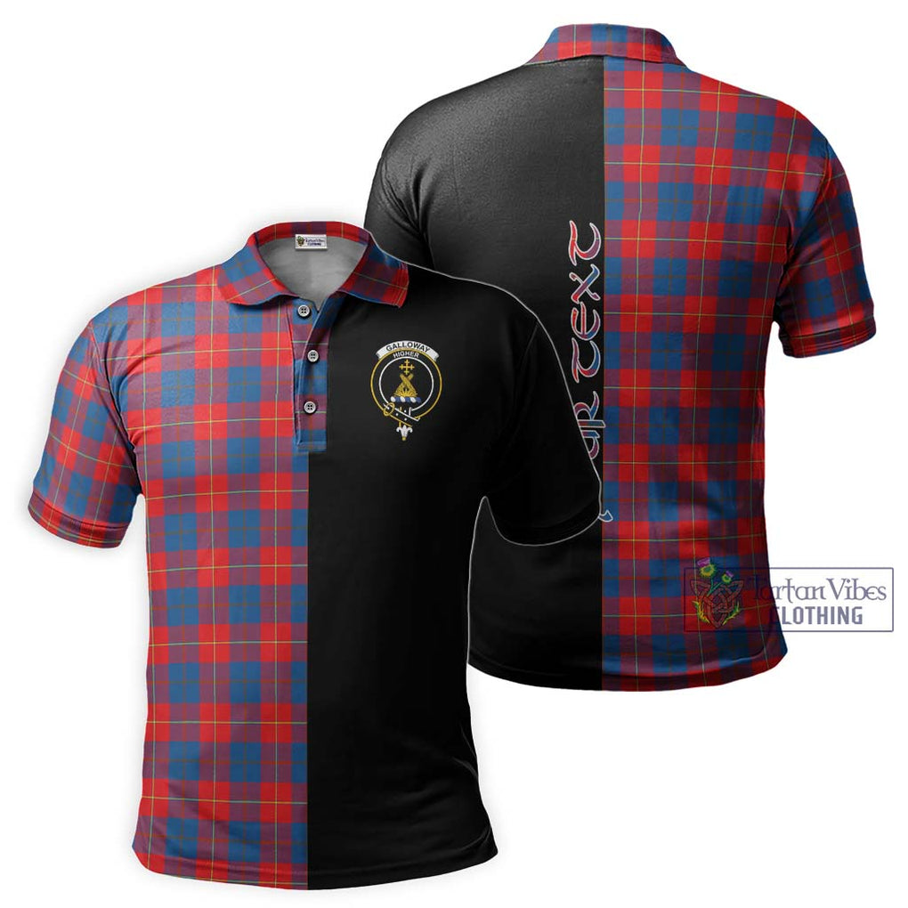 Galloway Red Tartan Polo Shirt with Family Crest and Half Of Me Style Kid - Tartanvibesclothing Shop