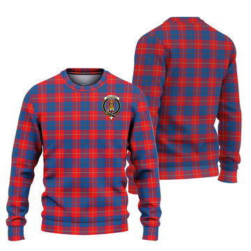 Galloway Red Tartan Knitted Sweater with Family Crest
