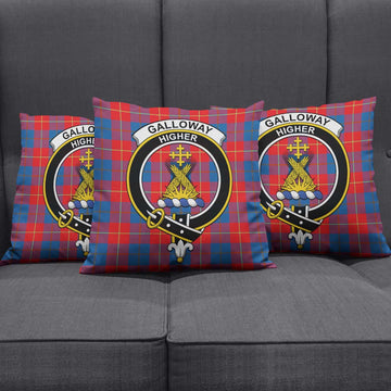 Galloway Red Tartan Pillow Cover with Family Crest