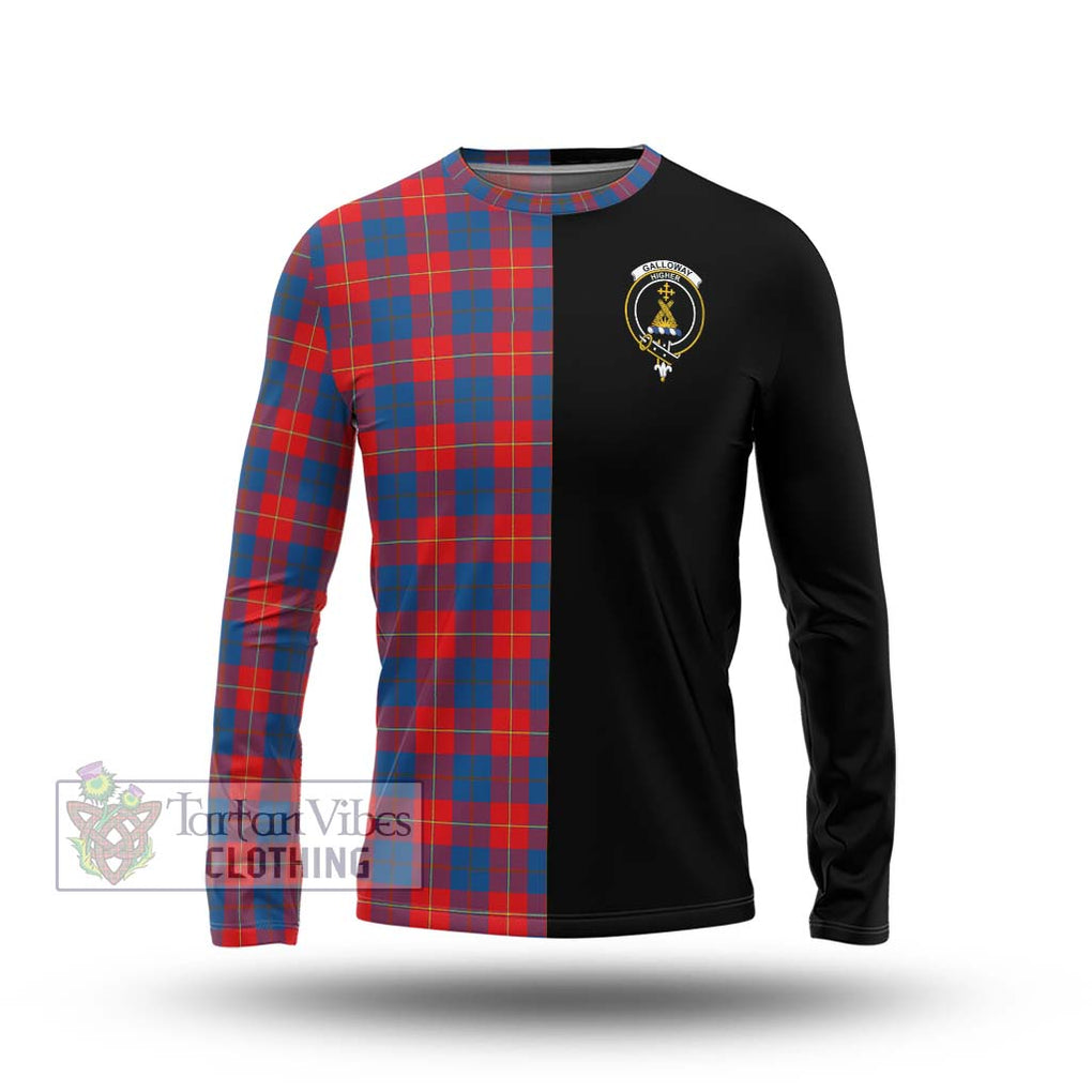 Galloway Red Tartan Long Sleeve T-Shirt with Family Crest and Half Of Me Style Unisex - Tartanvibesclothing Shop