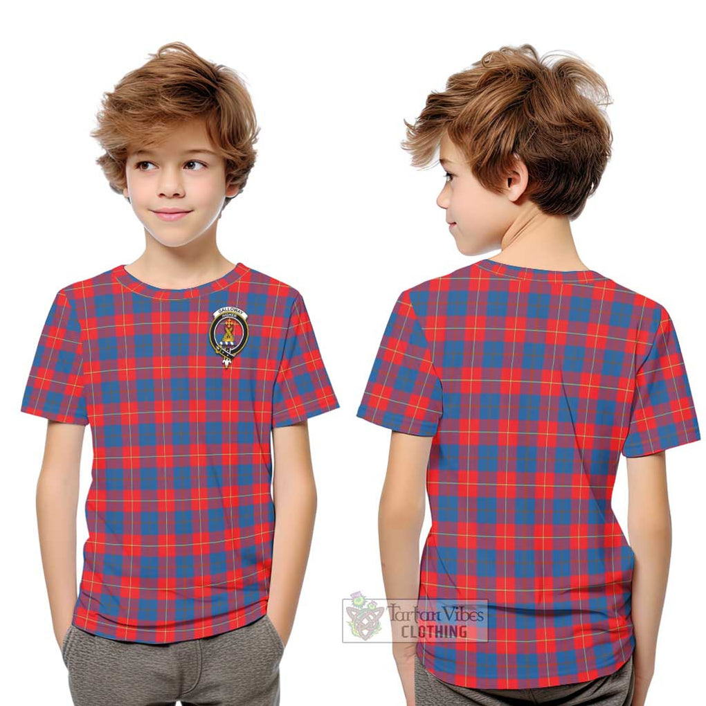 Galloway Red Tartan Kid T-Shirt with Family Crest Youth XL Size14 - Tartanvibesclothing Shop