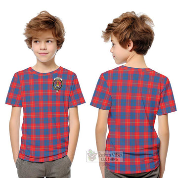 Galloway Red Tartan Kid T-Shirt with Family Crest