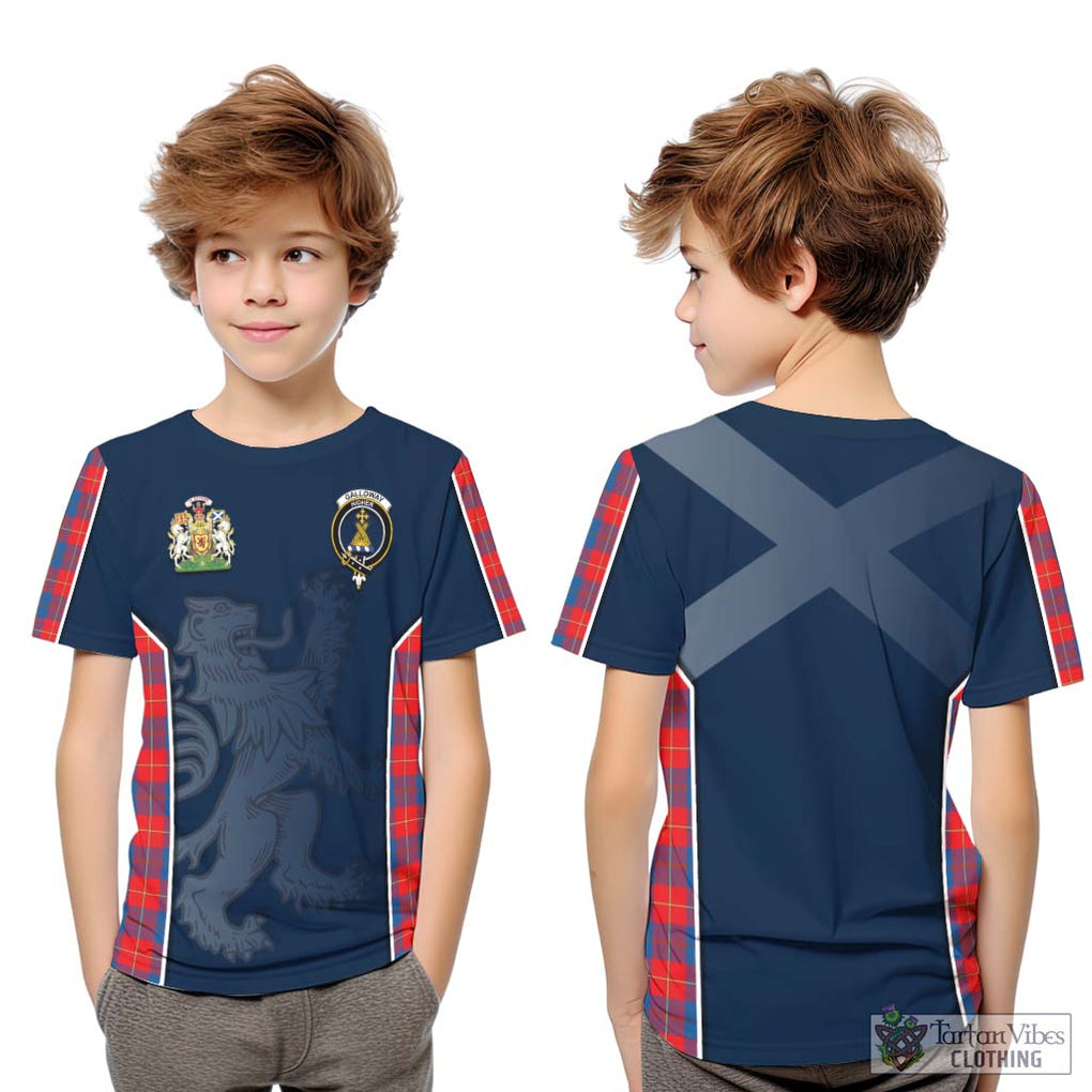 Galloway Red Tartan Kid T-Shirt with Family Crest and Lion Rampant Vibes Sport Style Youth XL Size14 - Tartan Vibes Clothing