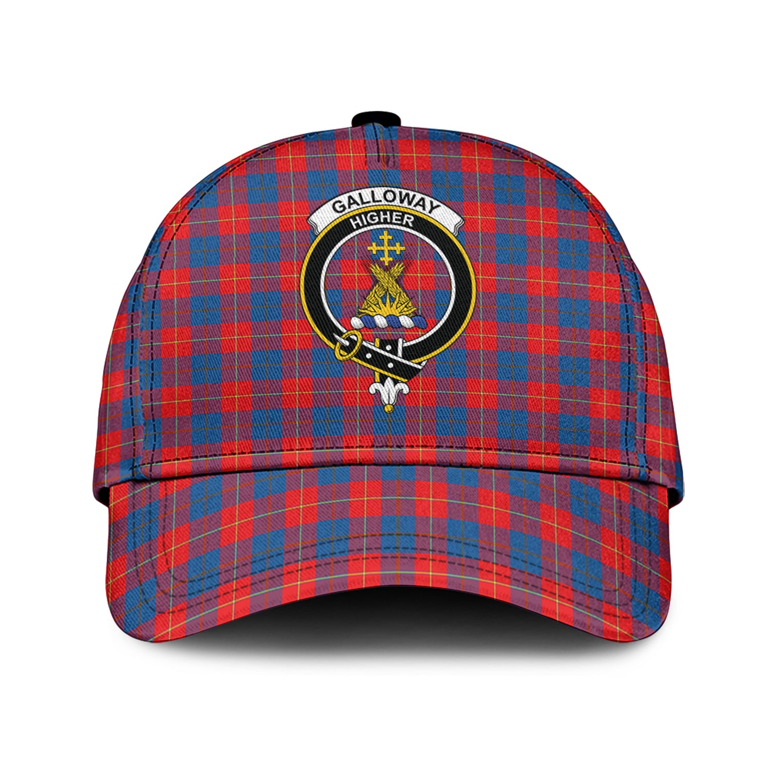 galloway-red-tartan-classic-cap-with-family-crest