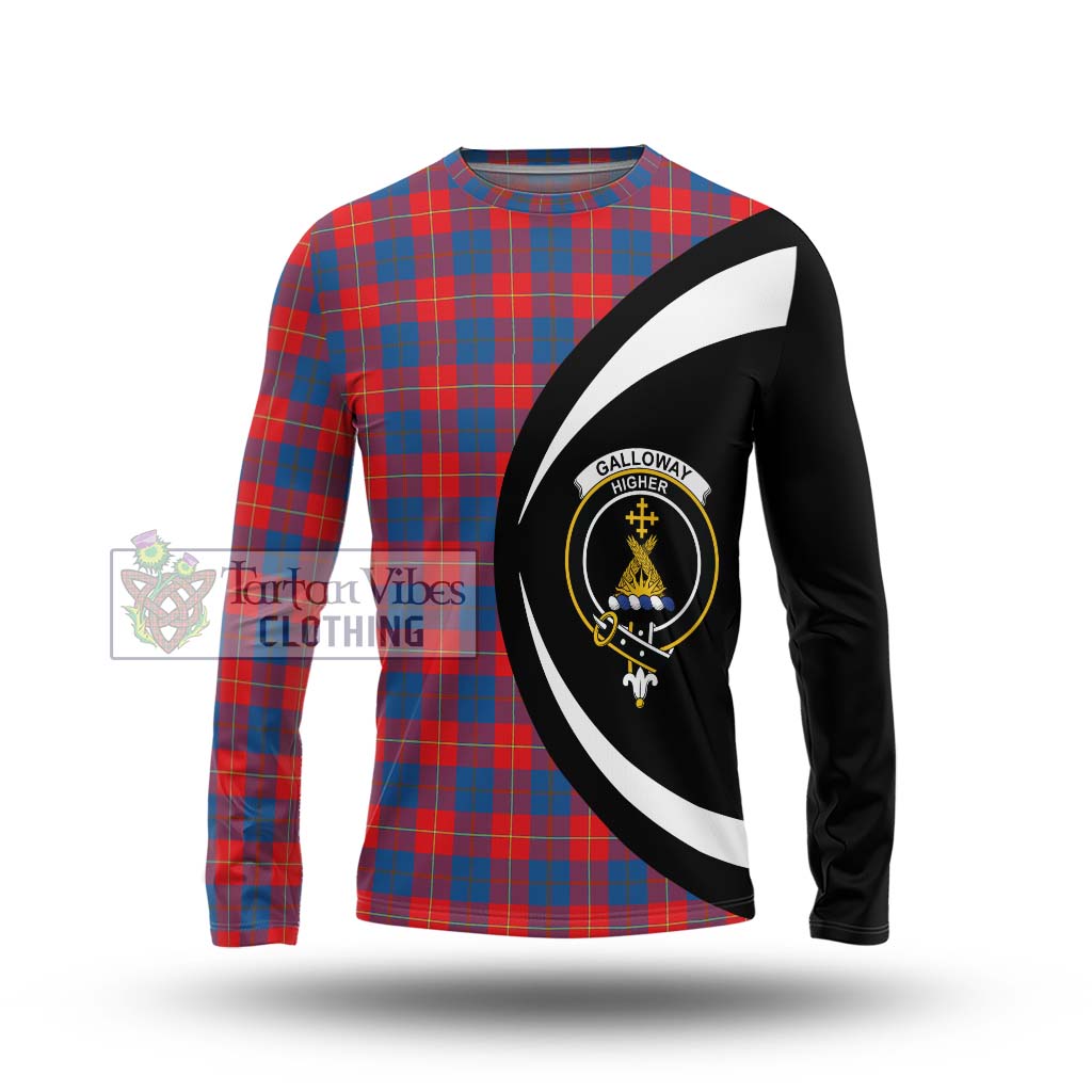 Galloway Red Tartan Long Sleeve T-Shirt with Family Crest Circle Style Unisex - Tartan Vibes Clothing