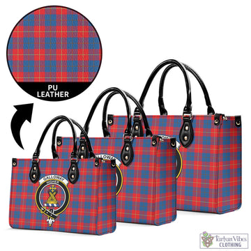 Galloway Red Tartan Luxury Leather Handbags with Family Crest