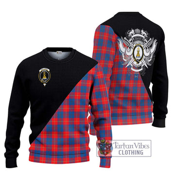 Galloway Red Tartan Ugly Sweater with Family Crest and Military Logo Style