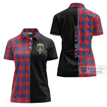 Galloway Red Tartan Women's Polo Shirt with Family Crest and Half Of Me Style