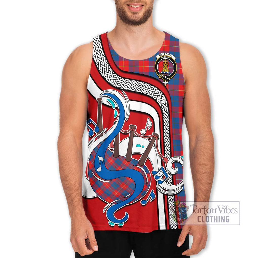 Galloway Red Tartan Men's Tank Top with Epic Bagpipe Style Men - Tartanvibesclothing Shop